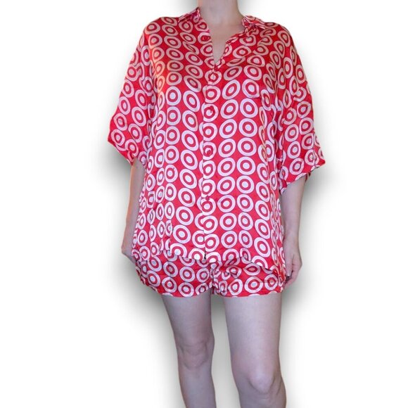 SUPER RARE Vintage All Over Target Print Silk Employee Pajamas - Picture 1 of 10
